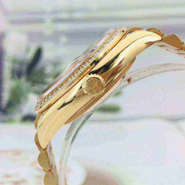 Rolex Day-Date 36 Champagne Diamond Dial Gold Diamond Bezel Watch 128348RBR-0008