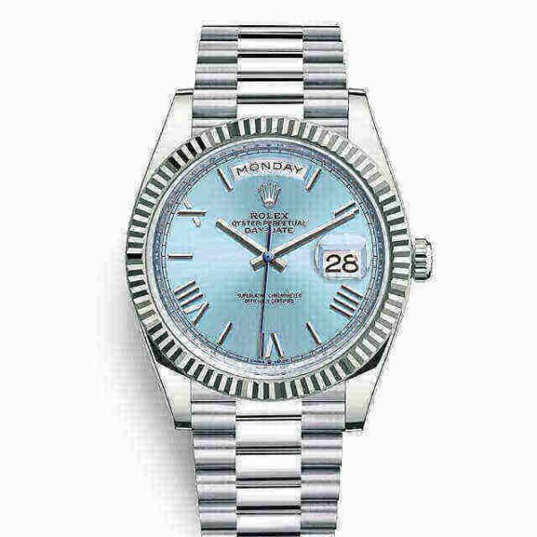 Rolex Oyster Perpetual Day-Date 40 in Platinum with Ice-Blue Dial Men's Watch 228236-0012