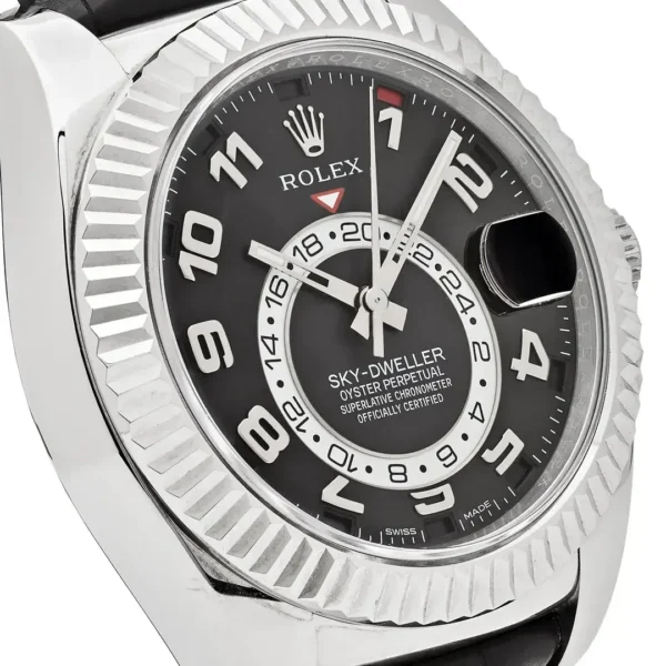 Rolex Sky-Dweller 326139-L(FC) White Gold Black Dial Leather Strap