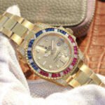 Rolex Submariner Golden Blue / Red Diamond Gold Dial 40mm