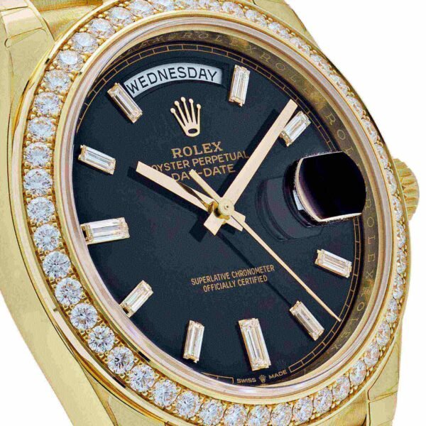 Rolex Day-Date 228348RBR-0039 Yellow Gold Black Diamond Dial Diamond Bezel