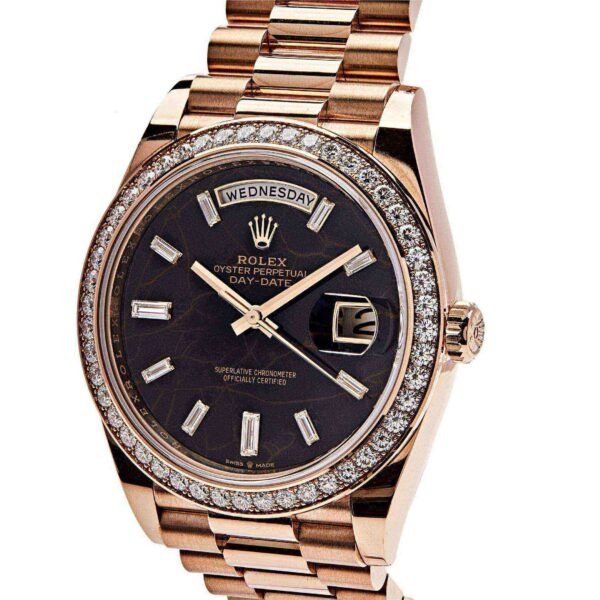 Rolex Day-Date 228345RBR-0016 Rose Gold Eisenkiesel Dial Diamond Bezel