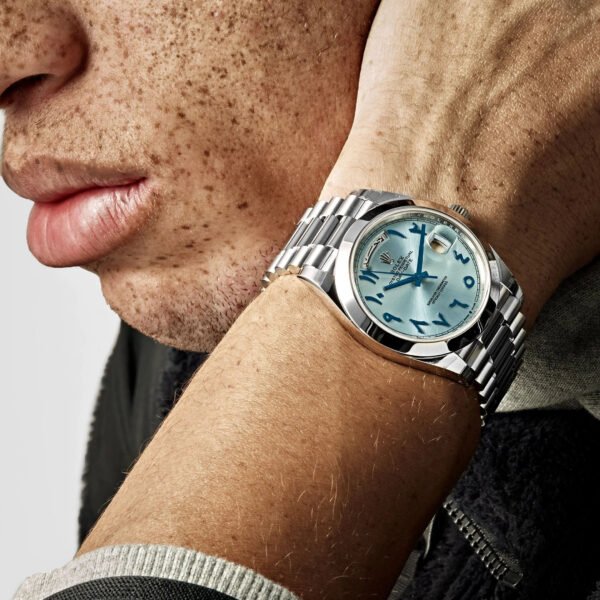 Rolex Day-Date 228206 Platinum Ice Blue Arabic Dial Smooth Dial