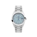 Rolex Day-Date 228206 Platinum Ice Blue Diagonal Motif Dial