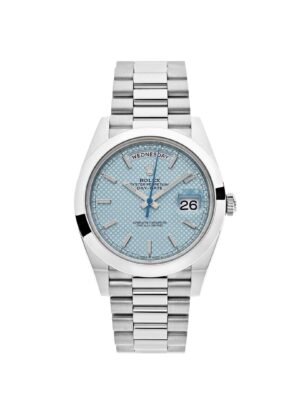 Rolex Day-Date 228206 Platinum Ice Blue Diagonal Motif Dial