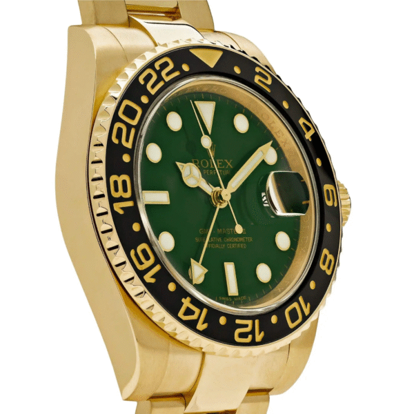 Rolex GMT Master II 116718 LN 40mm Yellow Gold Stainless Steel Automatic Green Dial