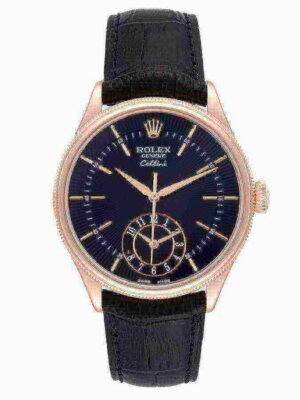 Rolex Cellini Dual Time Rose Gold Automatic Mens Watch 50525-L
