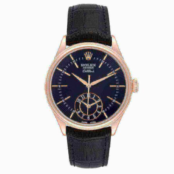 Rolex Cellini Dual Time Rose Gold Automatic Mens Watch 50525-L