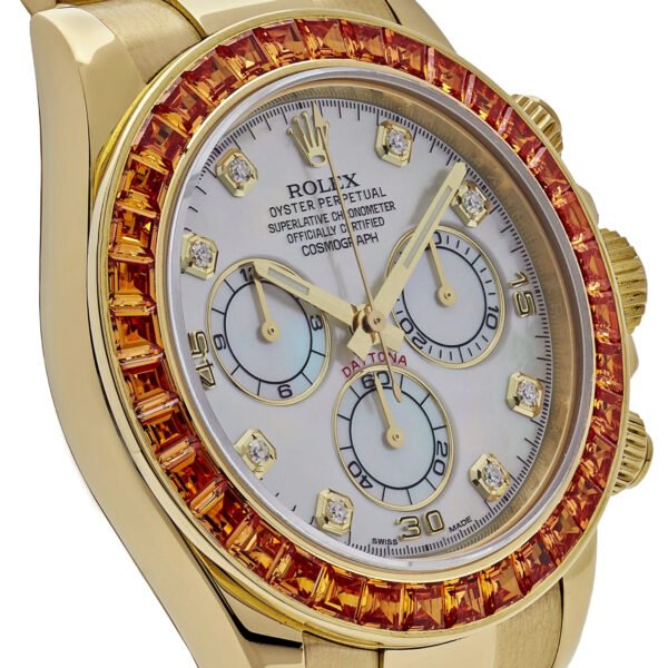 Rolex Daytona 116578SACO Yellow Gold Sapphire Bezel Mother Of Pearl Dial