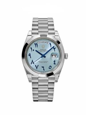 Rolex Day-Date 228206 Platinum Ice Blue Arabic Dial Smooth Dial
