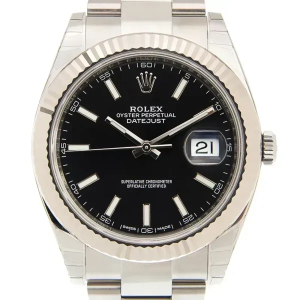 Rolex Oyster Perpetual Datejust 126334-0017 41mm Stainless Steel Fluted / Oyster / Black