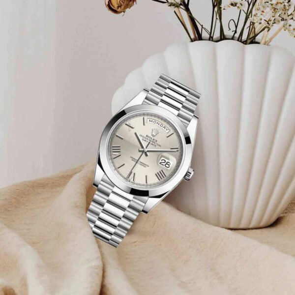 Rolex Day-Date 228206-0014 Presidential Silver dial, Smooth Bezel, President bracelet