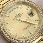 Rolex Day-Date 36 Champagne Diamond Dial Gold Diamond Bezel Watch 128348RBR-0008