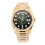 Rolex Day-Date 128238-0069 36mm Green ombre Extremely Rare 18KT Yellow Gold Stainless Steel Automatic Green Dial
