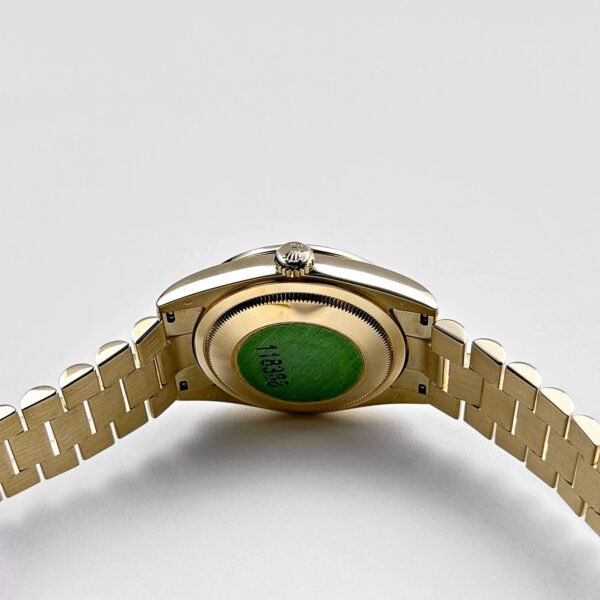 Rolex Day-Date 118388 Yellow Gold White Mother of Pearl Dial Diamond Bezel