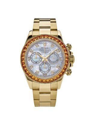 Rolex Daytona 116578SACO Yellow Gold Sapphire Bezel Mother Of Pearl Dial