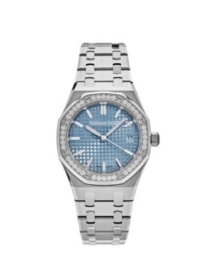 Audemars Piguet Royal Oak 77451ST.ZZ.1361ST.01 Selfwinding '50th Anniversary' Stainless Steel Light Blue Dial Diamond Bezel (2023)