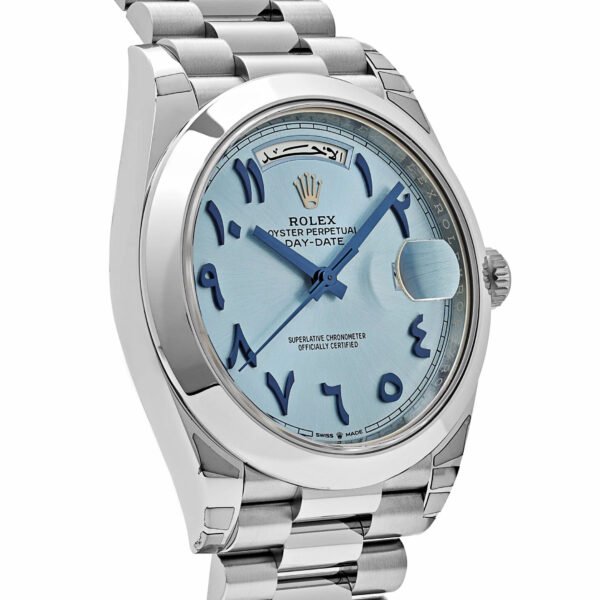 Rolex Day-Date 228206 Platinum Ice Blue Arabic Dial Smooth Dial