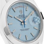 Rolex Day-Date 228206 Platinum Ice Blue Diagonal Motif Dial