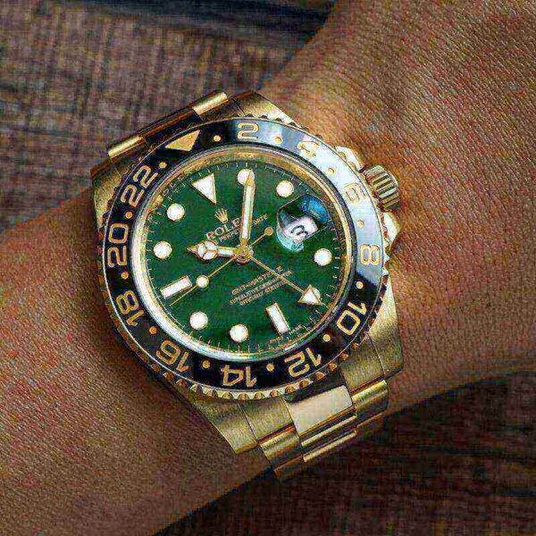 Rolex GMT Master II 116718 LN 40mm Yellow Gold Stainless Steel Automatic Green Dial