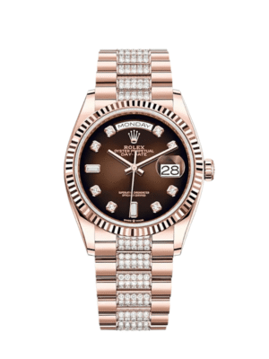 Rolex Day-Date 128235 Rose Gold Brown Diamond Dial