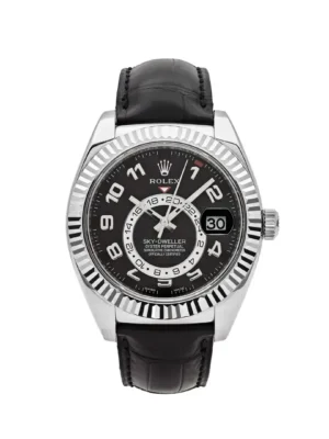 Rolex Sky-Dweller 326139-L(FC) White Gold Black Dial Leather Strap