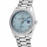 Rolex Day-Date 128396TBR Platinum Ice Blue Dial Diamond Bezel (2024)