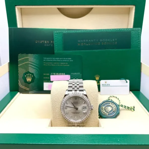 Rolex Datejust 278384RBR-0034 White Gold Stainless Steel Silver Dial