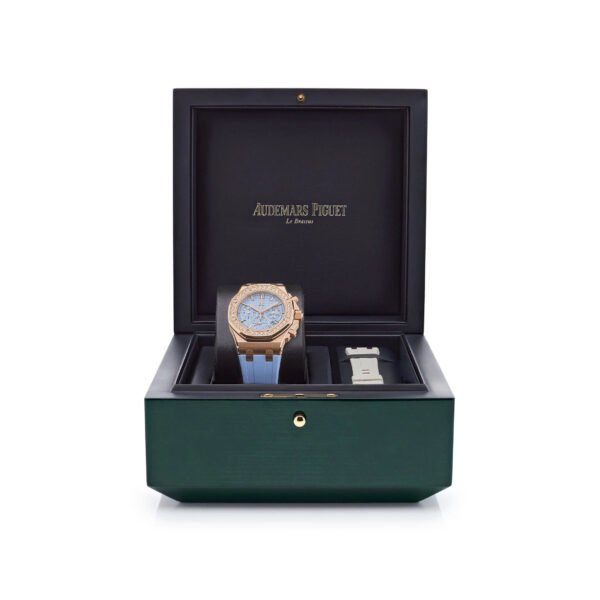 Audemars Piguet Royal Oak Offshore 26231OR.ZZ.A085CA.01 Chronograph Rose Gold Blue Dial Diamond Bezel (2023)