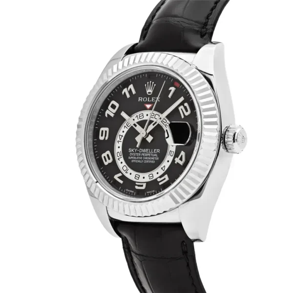 Rolex Sky-Dweller 326139-L(FC) White Gold Black Dial Leather Strap