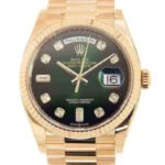 Rolex Day-Date 128238-0069 36mm Green ombre Extremely Rare 18KT Yellow Gold Stainless Steel Automatic Green Dial