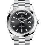 Rolex Day-Date 40 Presidential Black dial, Smooth Bezel, President bracelet, Watch 228206-0013