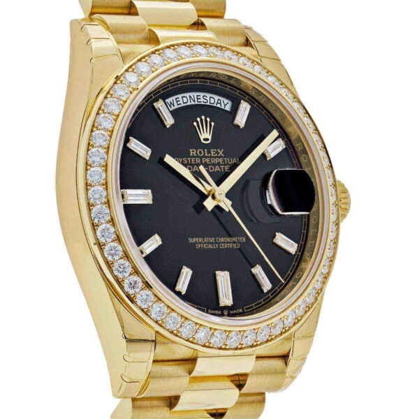 Rolex Day-Date 228348RBR-0039 Yellow Gold Black Diamond Dial Diamond Bezel