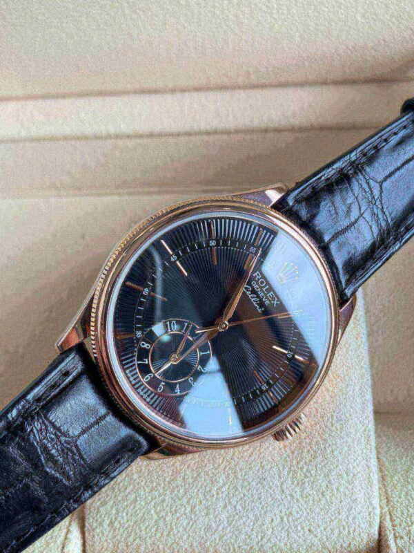 Rolex Cellini Dual Time Rose Gold Automatic Mens Watch 50525-L