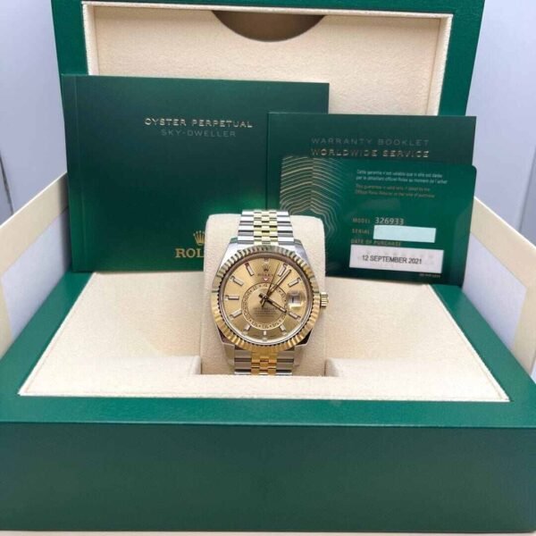 Rolex Sky-Dweller 326933 Stainless Steel Yellow Gold Champagne Dial