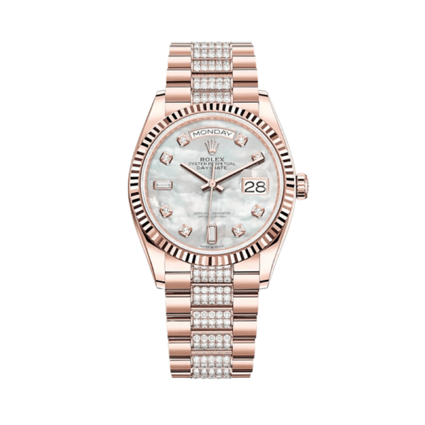 Rolex Day-Date 128235 Rose Gold Mother of Pearl Diamond Set