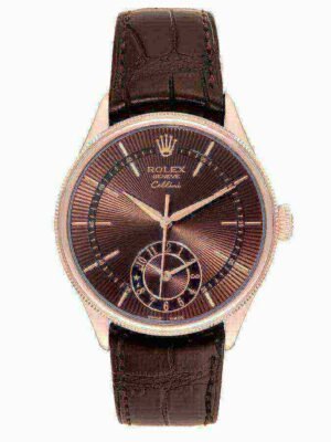 Rolex Cellini Dual Time Rose Gold Automatic Mens Watch 50525-L Box Card