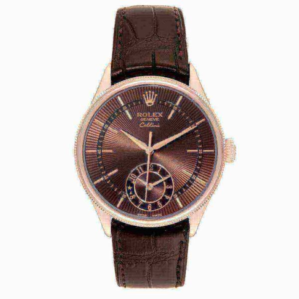 Rolex Cellini Dual Time Rose Gold Automatic Mens Watch 50525-L Box Card