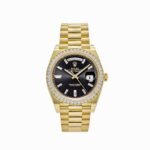 Rolex Day-Date 228348RBR-0039 Yellow Gold Black Diamond Dial Diamond Bezel