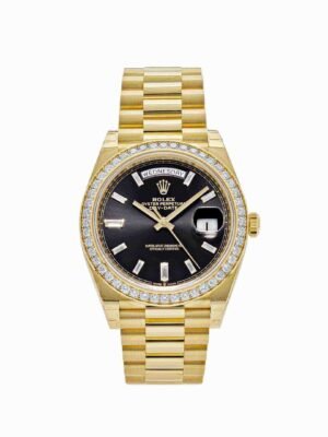 Rolex Day-Date 228348RBR-0039 Yellow Gold Black Diamond Dial Diamond Bezel
