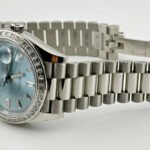 Rolex Day-Date 228396TBR Platinum Diamond Bezel Ice Blue Diamond Dial
